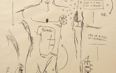 Jean-Michel Basquiat (American, 1960-1988) Étude académique de la figure masculine, d'après Da Vinci, 1983 sérigraphie...
