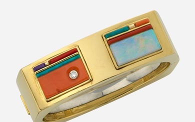 Jesse Monongya, Gem-set and gold bangle bracelet
