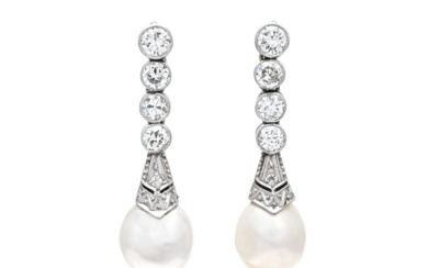 Jewellery Pearl earrings PEARL EARRINGS, platinum, baroque pearls, approx. 11x9...