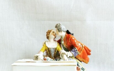 Johan Joachim - Meissen - Figurine, couple on harpsichord - Porcelain