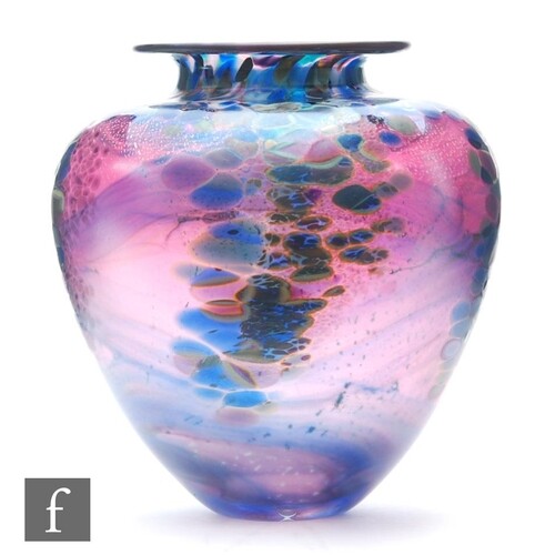 Jonathan Harris - A contemporary studio glass vase of ovoid ...