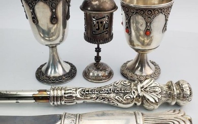 Judaica Lot of 6 Sterling Silver Items