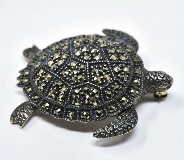 Judith Jack Sterling Silver & Marcasite Turtle Pin