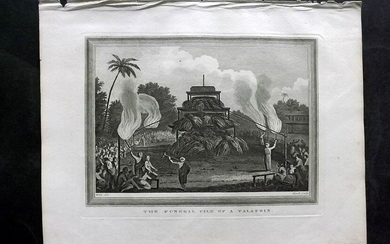 Kelly, Christopher 1836 Print. Funeral Pile of a Talapoin, Siam Thailand