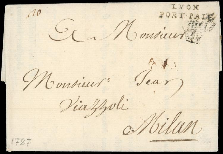 LOMBARDO VENETO-FRANCIA 1787 - Circolare a stampa da Lione 21/5/1787,...