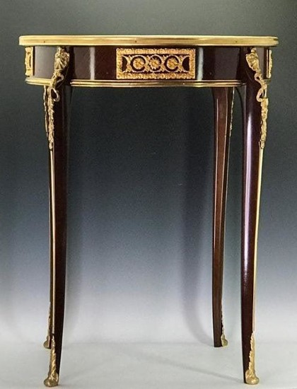 LOUIS XV STYLE FRENCH ORMOLU MOUNTED MARQUETRY TABLE