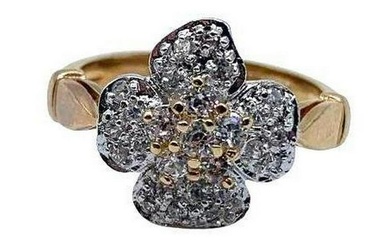 Ladies Vintage Diamond Polished Centre Stone Ring With Swarovski Crystals - Size 7