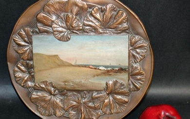Landscape painting on relief copper plate