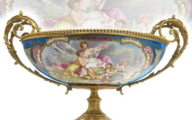 Large 19th C. French Sevres Porcelain Gilt Bronze