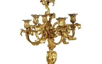 Large French Louis XV Gilt Bronze Candelabrum