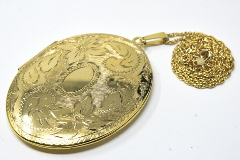 Large Gold Filled Locket & Chain