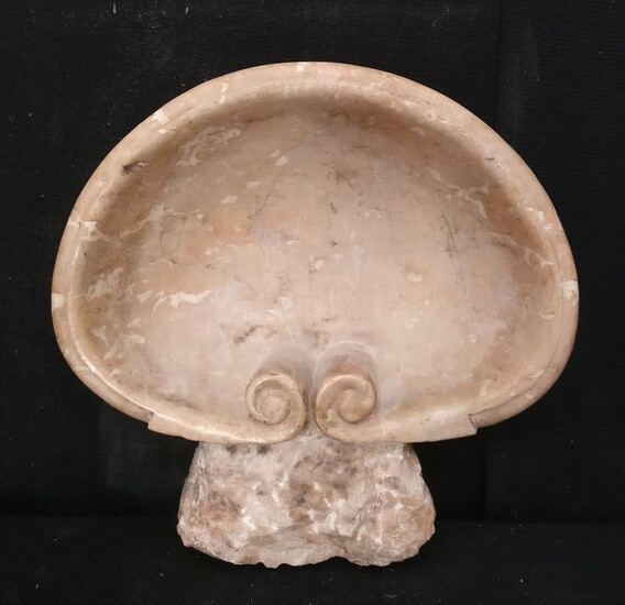 Large Holy Water stoup / Washbasin - 51 x 50 cm - Marble Breccia Partridge - First half of the 20th century
