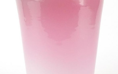 Large Monart pink and white art glass vase, 25cm high
