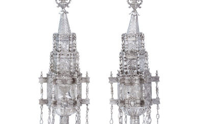 Large Pair of Torah Finials – Turin, Italy, Late 18th...