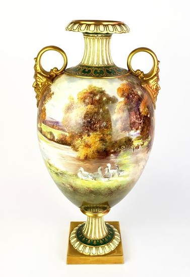 Large Paris Porcelain Handled Vase