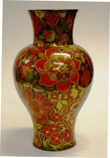 Large antique Zsolnay floral lustre vase impressed and marked...