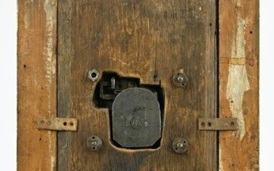 Large cast iron padlock with its key