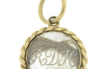 Late 19th century memorial pendant, with reversed carved initial detail.