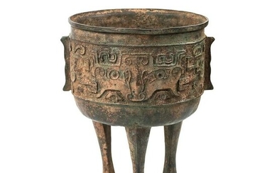Late Ming Chinese Bronze Ding Ritual Vessel