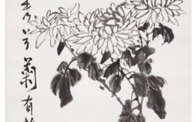 Li Kuchan (1899 - 1983) Chrysanthums | 李苦禪 （1899-1983） 秋菊圖 水墨紙本 立軸, Li Kuchan (1899 - 1983) Chrysanthums | 李苦禪 （1899-1983） 秋菊圖 水墨紙本 立軸