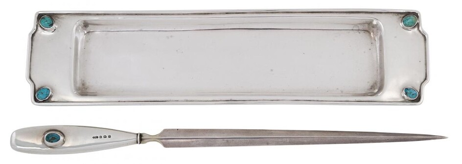 Liberty & Co, a silver pen tray and letter opener...