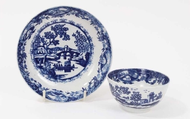 Liverpool blue and white tea bowl and saucer