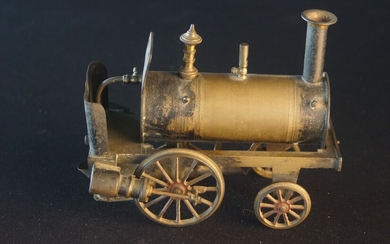 Locomotive de plancher, fin XIXe - Jouet ancien - Chemin de fer - Petit train...