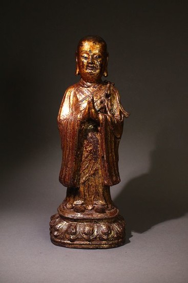 Lohan - Gilt bronze - China - Ming Dynasty (1368-1644)