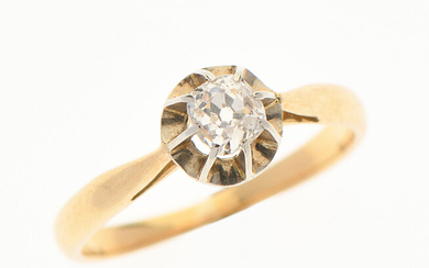Lot 3 BAGUE solitaire en or jaune 750/°°et diamant de taille ancienne taille coussin de 0.20 ct...
