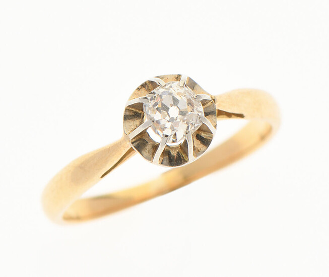 Lot 3 BAGUE solitaire en or jaune 750/°°et diamant de taille ancienne taille coussin de 0.20 ct...