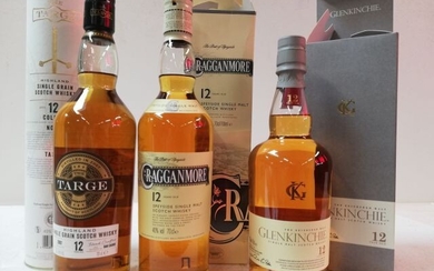 Lot comprenant : "1 Whisky Coffret Glenkinchie. 12 ans d'âge. Single Malt Scotland. 70cl. 43%...