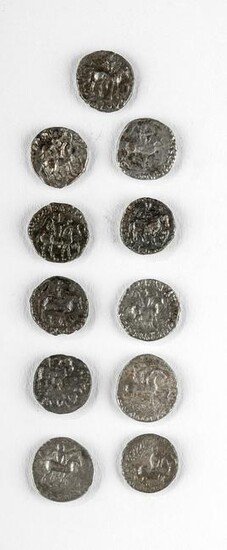Lot of 11 Indo-Scythian Silver Drachms - 11 g