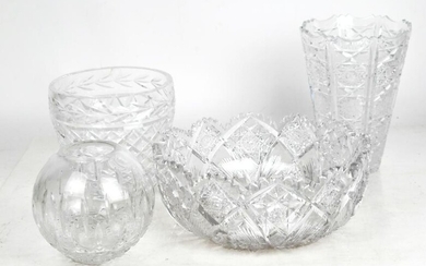 Lot of Four Cut Glass/Cut Crystal Objects