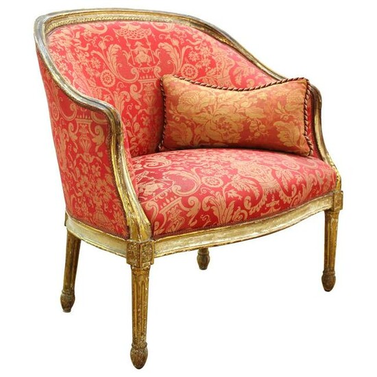 Louis XVI Style Giltwood Fauteuil Chair
