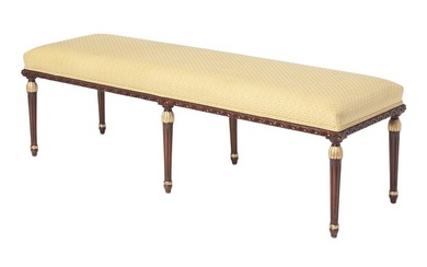 Louis XVI Style Parcel Gilt Six-Legged Upholstered Bench
