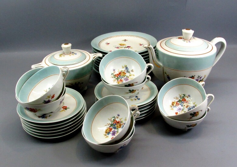 Lucrative Porcelain Tea Drinking System Set Made by G. Boyer Limoges