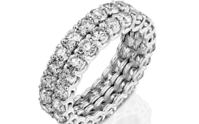 Luxury D-F VVS1-VVS2 4.02 Carat Double Eternity Diamonds Band - 14 kt. White gold - Ring - 4.02 ct Diamond - no reserve