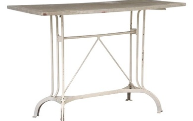 MARBLE-TOP CAST IRON BISTRO TABLE