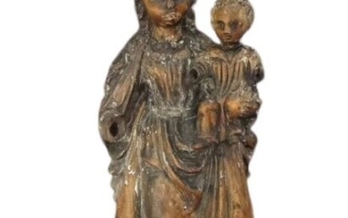 Madonna and child, Sculpture - Gothic - Wood - 15th century