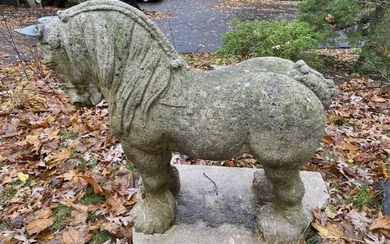 Majestic Cast Stone Trojan Horse Garden Sculpture
