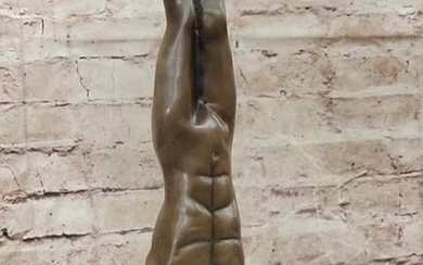 Male Gymnast Handstand Original Bronze Sculpture Signed by Fransisci on Marble Base - 15" x 6.5"