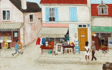 Max Müller: French street view. Signed Max Müller. Oil on board. 39×51 cm.