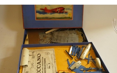 Meccano No.0 Aeroplane Construction Kit, boxed, some parts m...