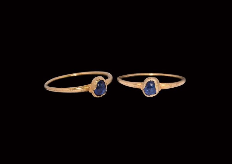 Medieval Gold Stirrup Ring with Sapphire