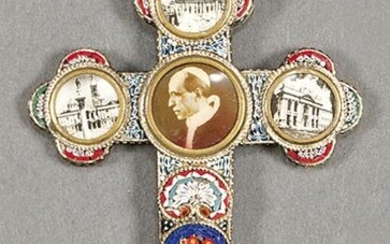 Micromosaic cross with portrait of Pope Pius XII