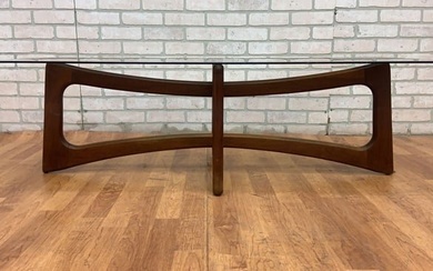 Mid Century Modern Adrian Pearsall Bowtie Walnut and Glass Top Coffee Table
