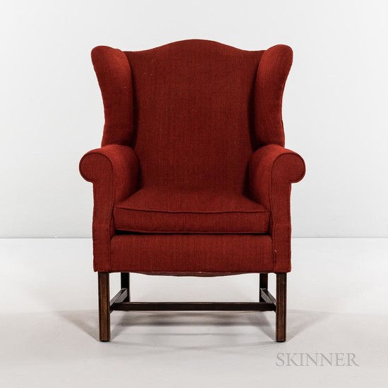 Miniature 18th Century-style Red Wool-upholstered Wing Chair