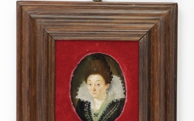Miniature - début du 17e s., allemand, huile sur cuivre, fine peinture miniature individuelle, portrait...