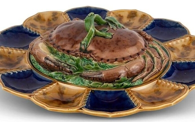 Minton Majolica Crab Meat Server and Cover Date cypher