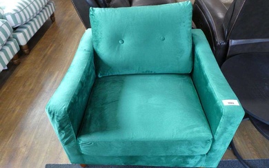 Modern bright green suede upholstered easy chairCondition Report There is...